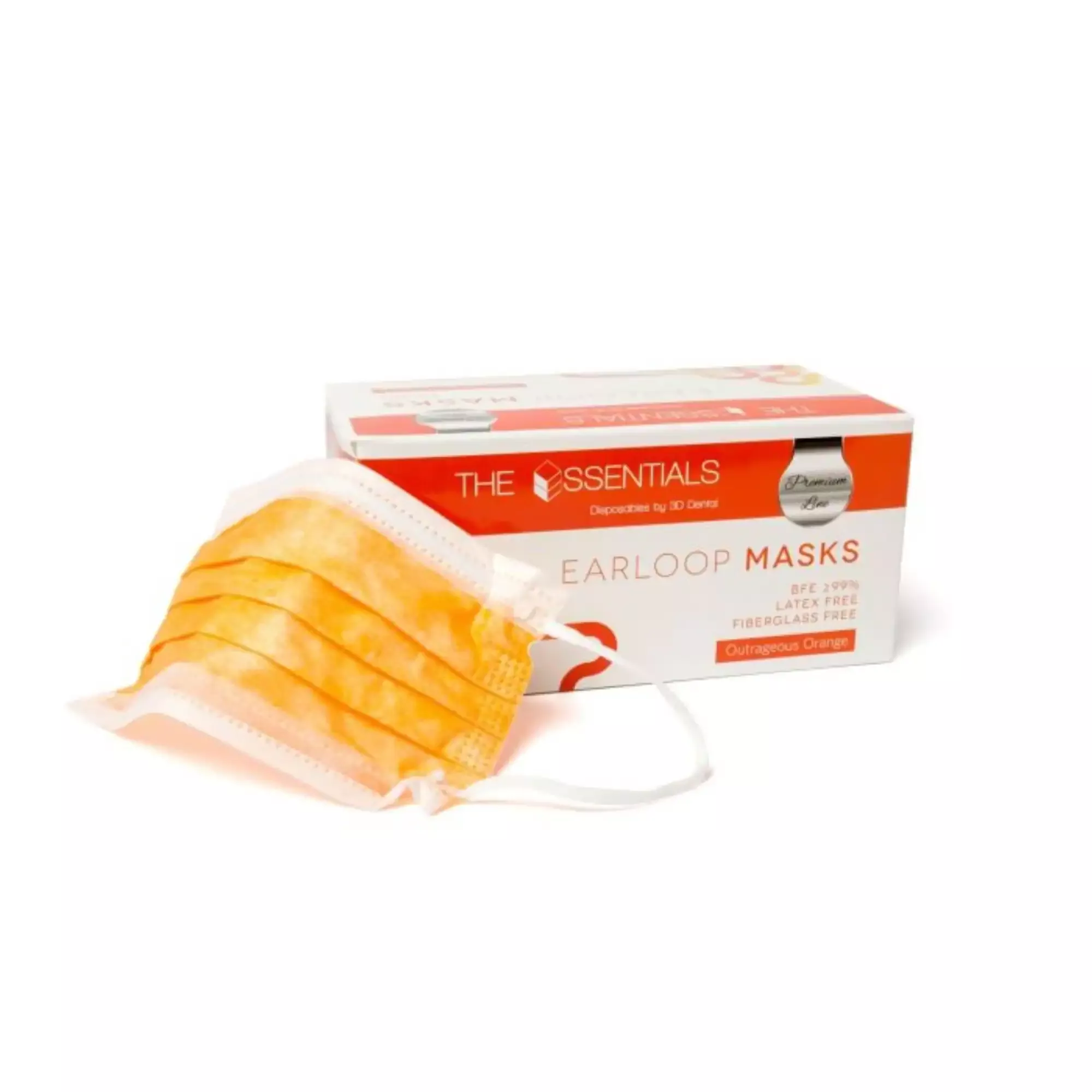 3D - Earloop Premium Masks 3-Ply 50/Bx Outrageous Orange (Level 2)