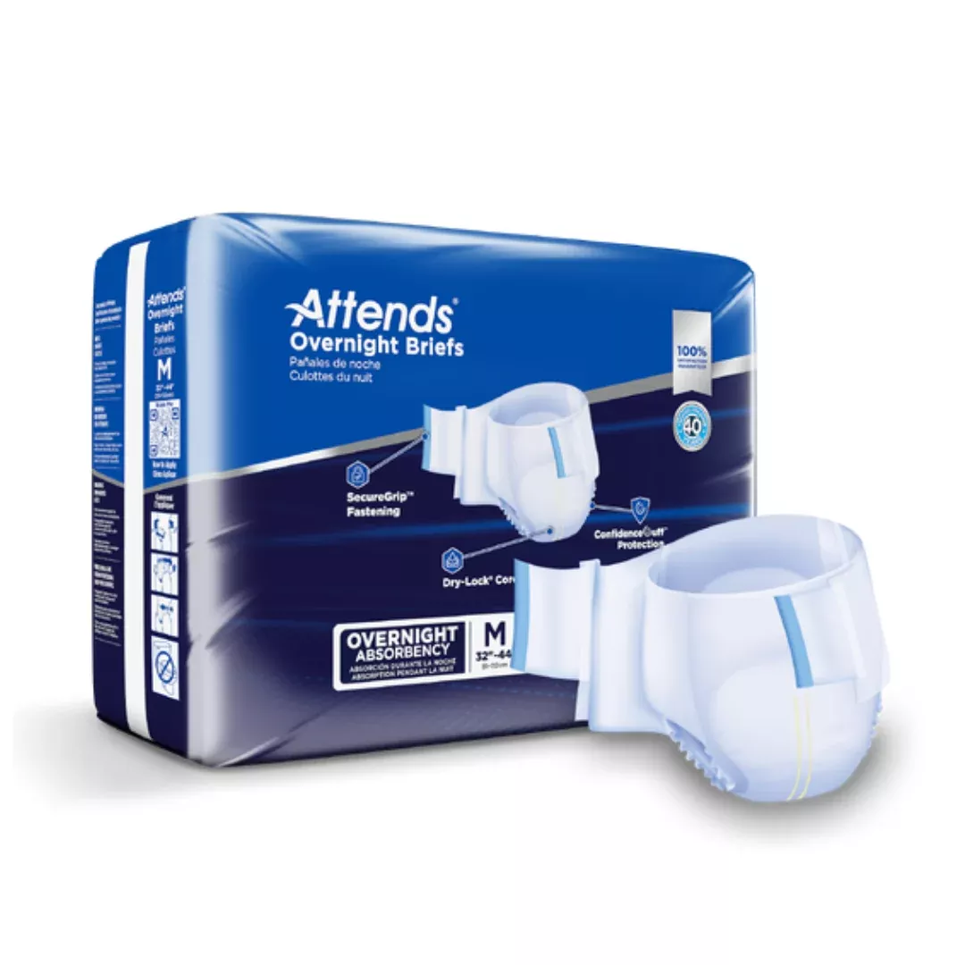 Attends Overnight Briefs with Extended Wear Protection