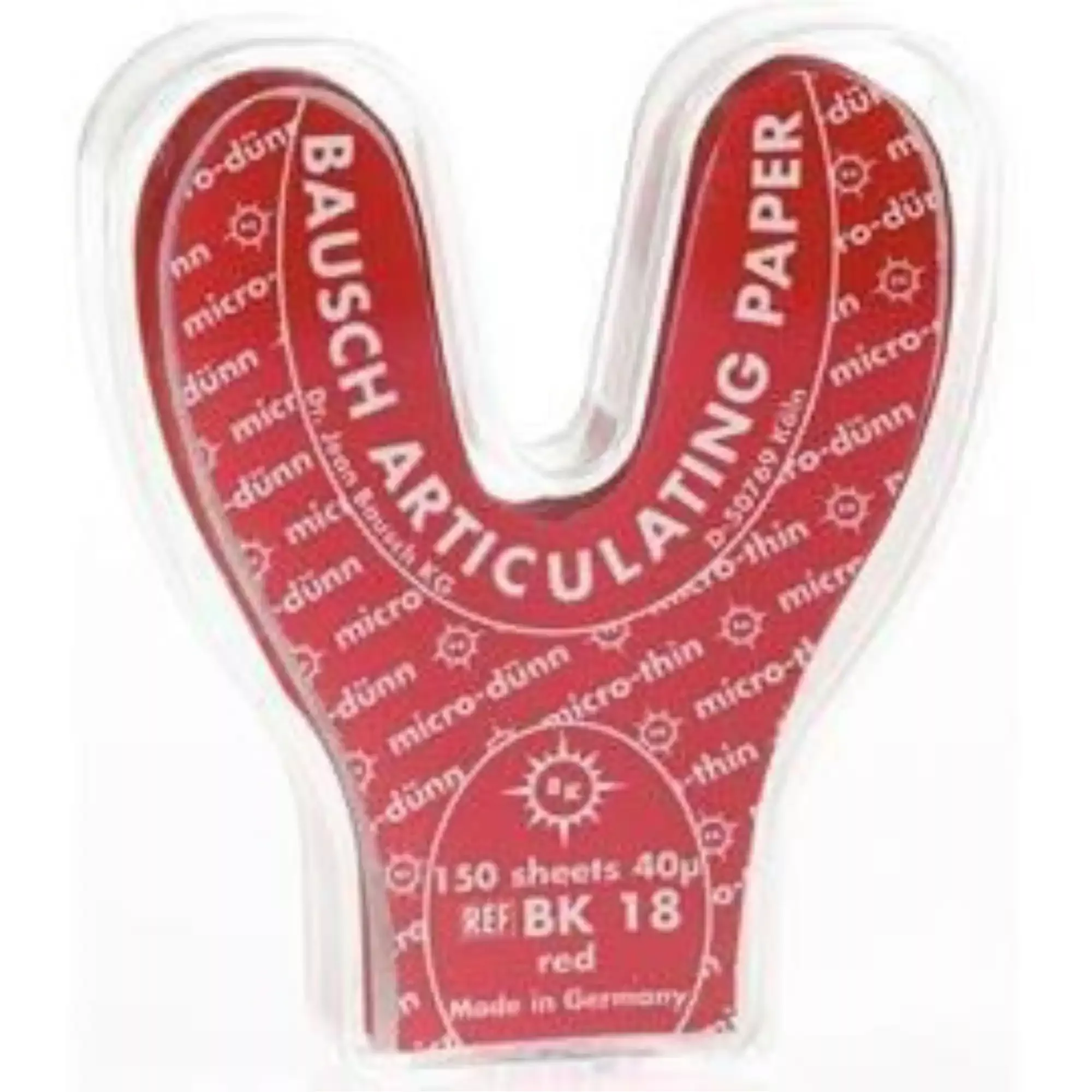 Bausch - Articulating Paper Micro-Thin Horseshoe StripsRed 150/pk