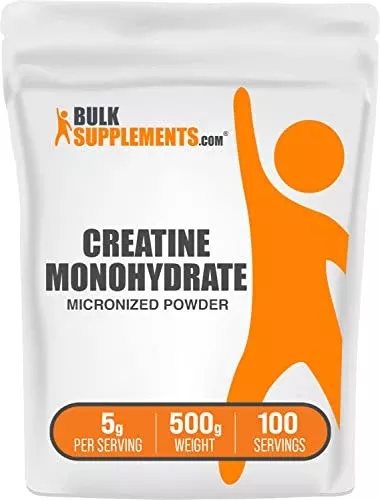 BulkSupplements Creatine Monohydrate Powder - 5g Per Serving, Micronized & Gluten Free - 500g