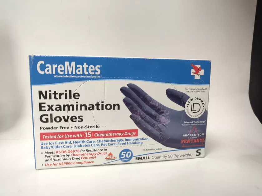 CareMates Nitrile Examination Gloves, Size Small - 50 pc