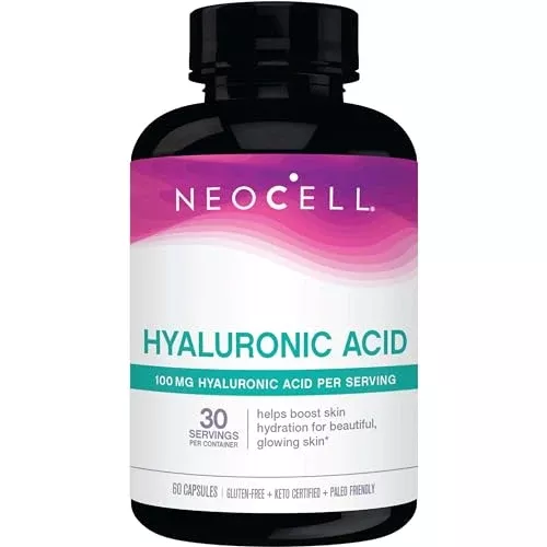 NeoCell Hyaluronic Acid Capsules - Moisture Locking Support for Skin & Joints - 60 Count