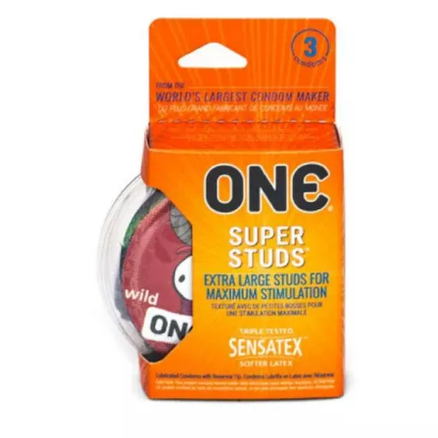 One Super Studs Extra Large Studs Latex Condoms for Maximum Stimulation, 3 ct
