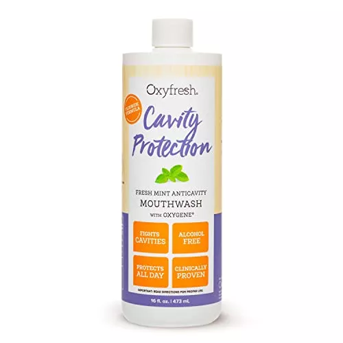 Oxyfresh Fluoride Mouthwash - Cavity Protection for Sensitive Teeth, Refreshing Peppermint - 16oz