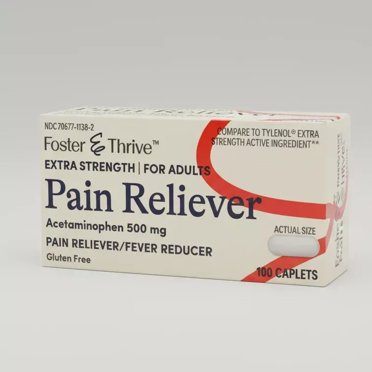 Pain Reliever Extra Strength For Adults Acetaminophen 500mg (100 Caplets)