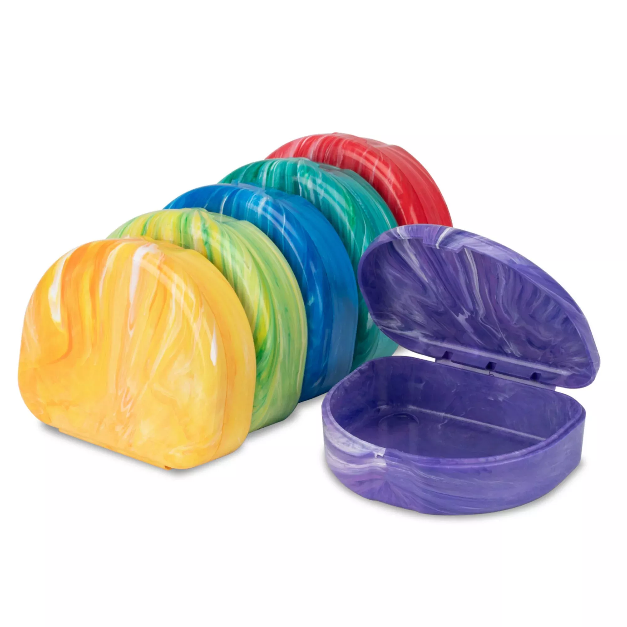 Practicon - Marble-Colored Retainer Cases Hinged Plastic Non-Vented 24/pack 7/8" Deep Assorted