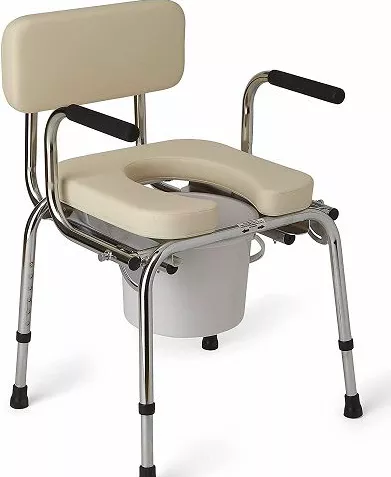 Refurbished Deluxe Commode with Padded Seat - Drop Arms