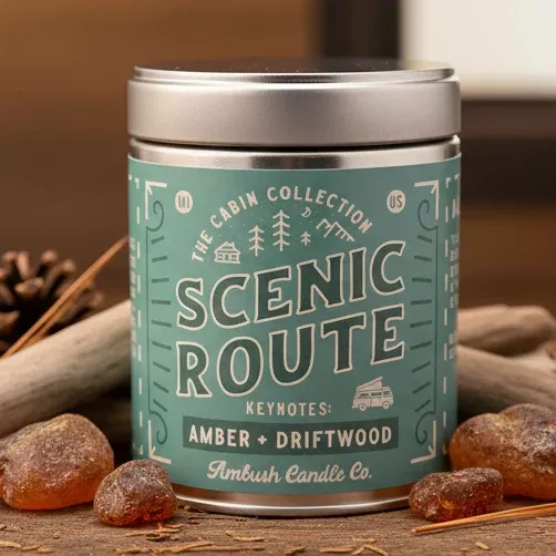Scenic Route: Amber and Driftwood Candle