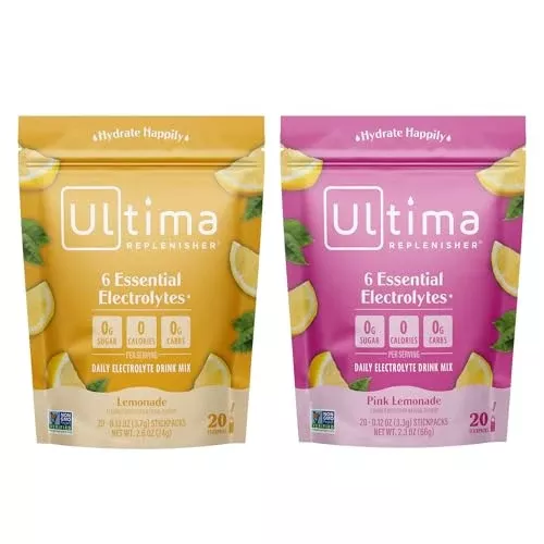 Ultima Replenisher Electrolyte Drink Mix – Hydration with 6 Electrolytes, Sugar-Free – 20 Pack